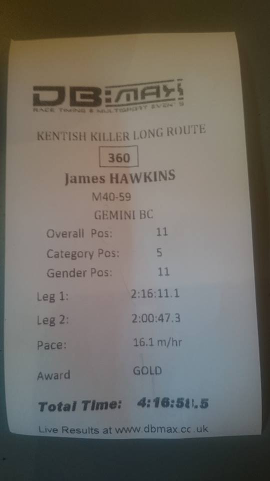 Kentish Killer official time